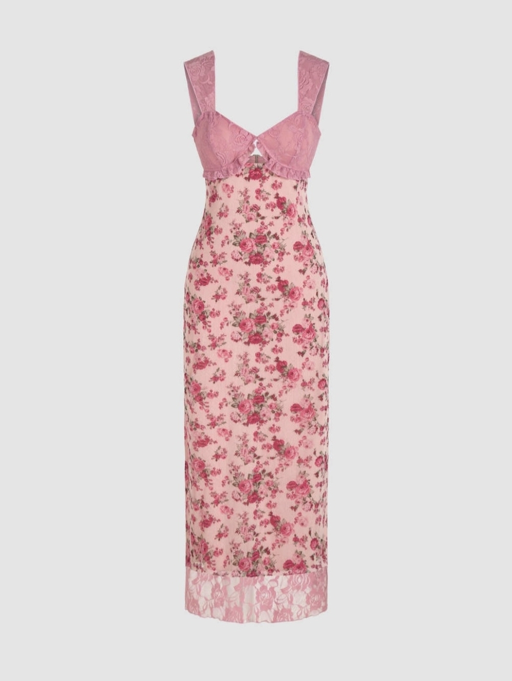 Cider Pink Floral and Lace Cut Out Maxi Dress Size Small